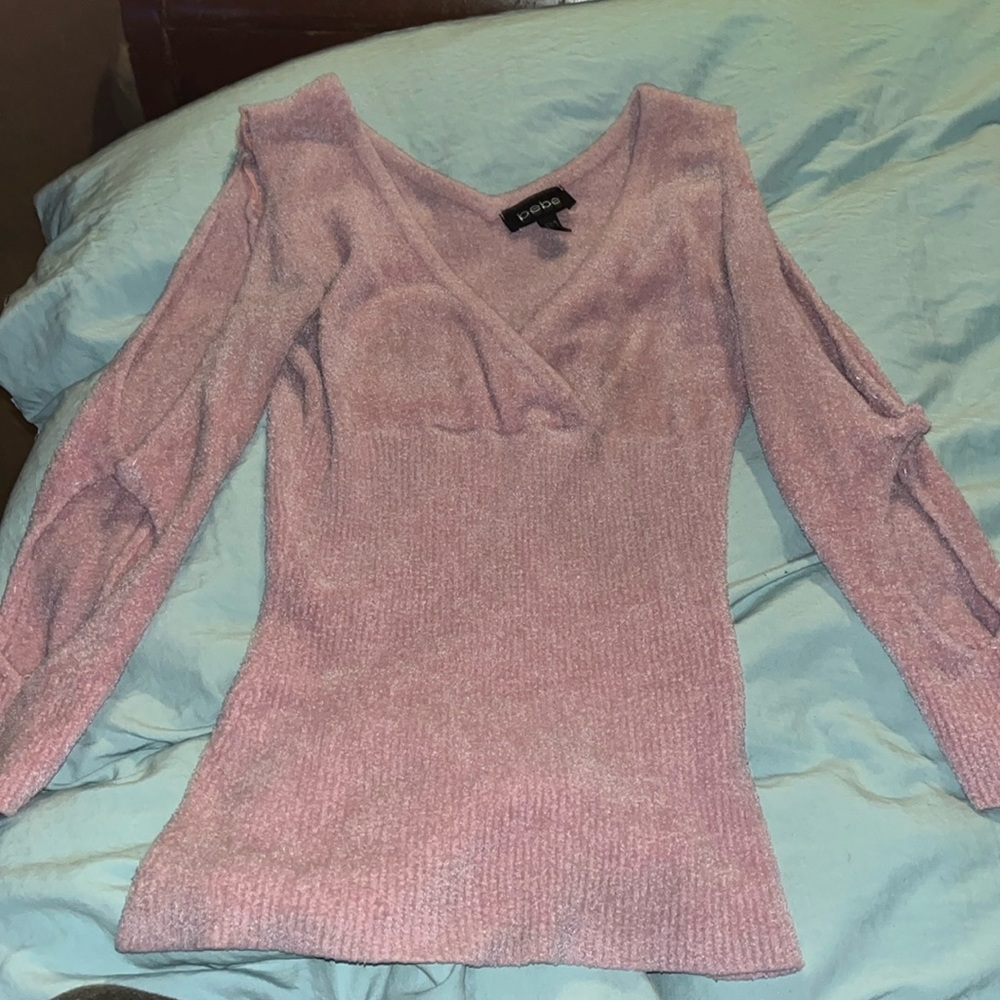Bebe sweater with custom cold shoulder